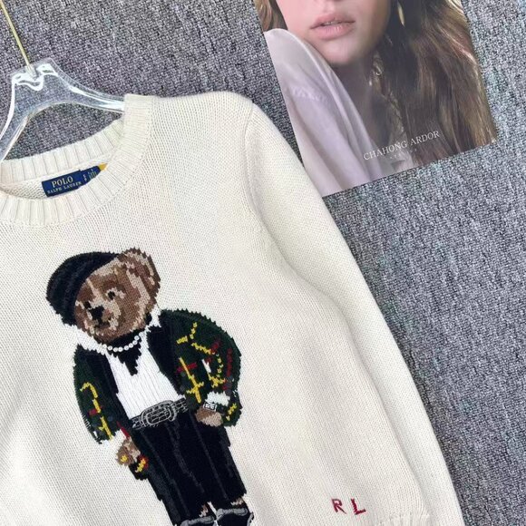 Polo Ralph Lauren White sweater with bear pattern - Picture 4 of 12